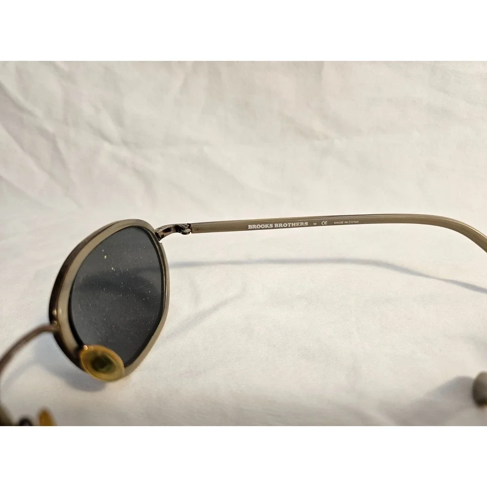 Brooks Brothers Womens Oval Sunglasses Grey Brown Woodgrain‎ Pattern M CE